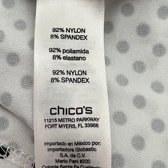Chicos Womens Tank Top Shell XL White Black Polka Dot Pullover Nylon Spandex - Picture 6 of 7